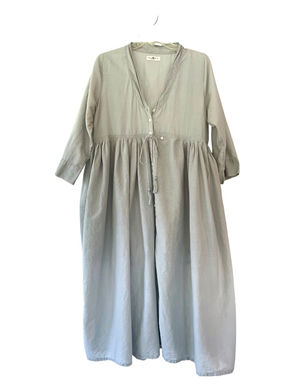 NATURAL LIFE Light Blue Cotton Button-Front Maxi Dress